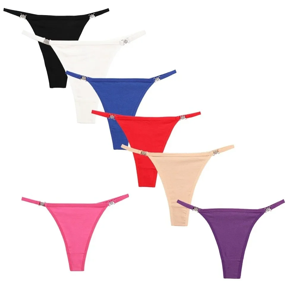 

Fashion Cotton Crotch Rhinestone Thongs Low Waist Solid Color Bikini Briefs Traceless Underpants T-back Panties Underwear