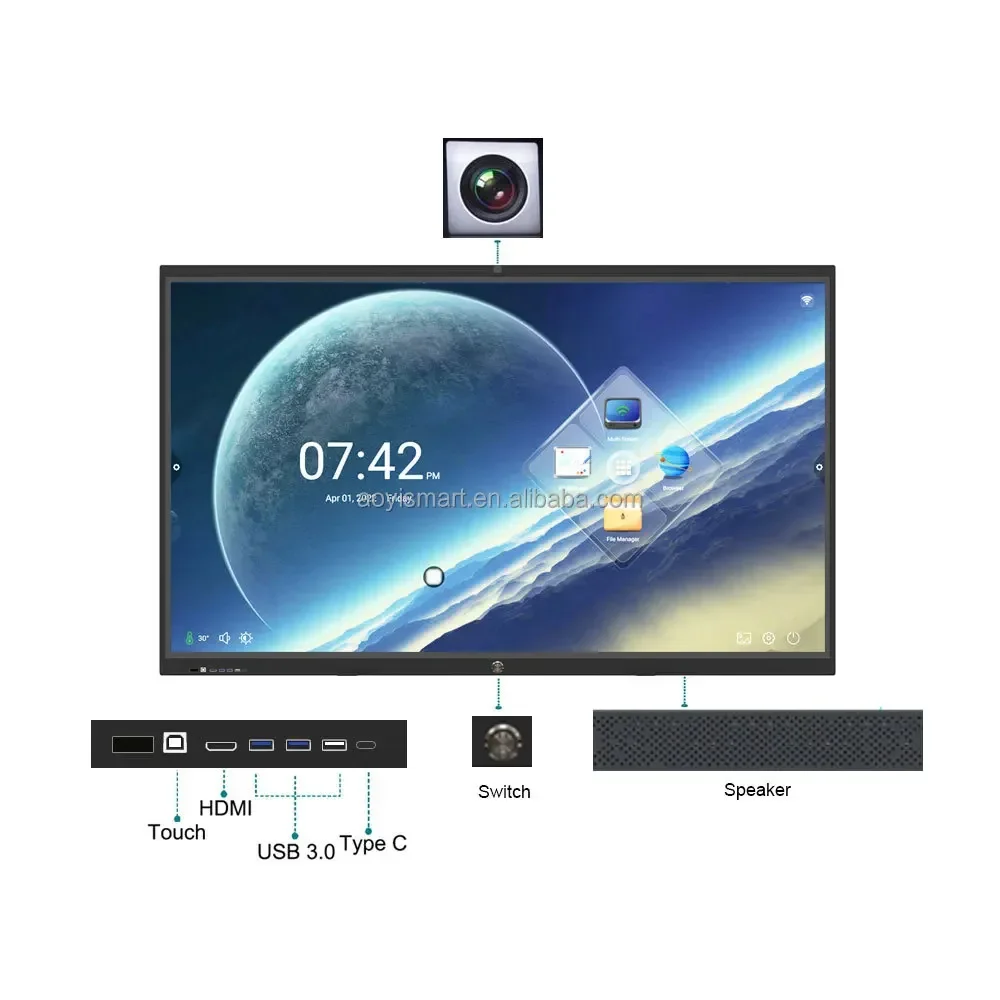 Classroom 4k 65" 75" 85" Smart Board Digital LCD Meeting/teaching Interactive Whiteboard Conference System Digital Blackboard