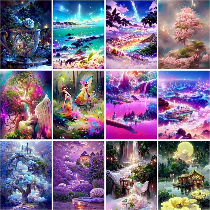 

CHENISTORY 5d Diy Diamond Painting Full Square Abstract And Beautiful Scenery Diamond Embroidery Cross Stitch Mosaic Pictures