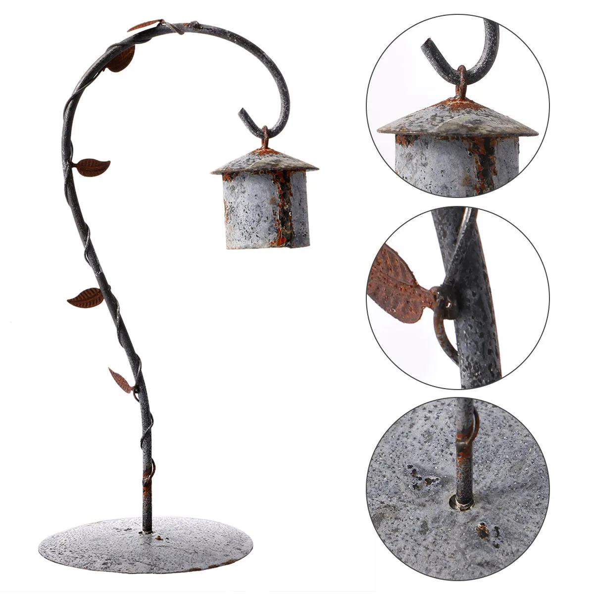 

Nest Decor Light Grey Retro Rust Desktop Ornament For Micro Landscape Hanging Rack Bird Cage Stand Holder Garden