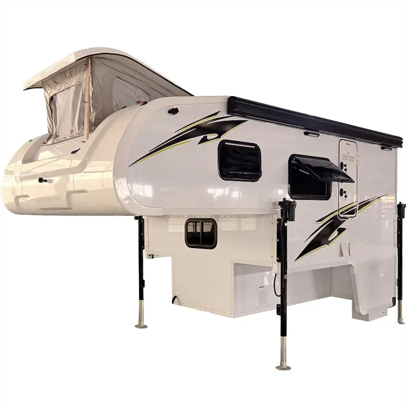 Pickup Truck Camper Overland Camper Fiberglass Hard Shell Large Interior Space Electric Support Legs