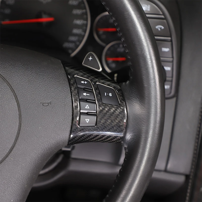 

For Chevrolet Corvette C6 2005-2013 Real Carbon Fiber Car Steering Wheel Button Frame Decorative Car Interior Accessory