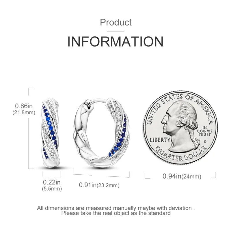 MISEFF 925 Sterling Silver Blue series Heart Geometric Pave CZ Hoop Earrings For Wedding Engagement Birthday Jewelry Gift 2025