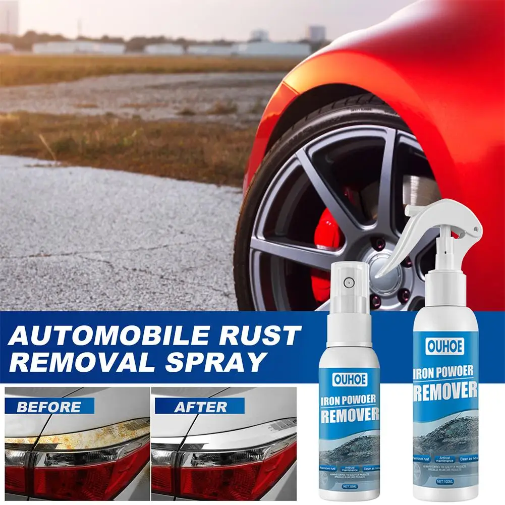 100/30ml Car Rust Remover Spray Metal Paint Cleaner Car Maintenance Iron Powder Cleaning Rust Remover Spray