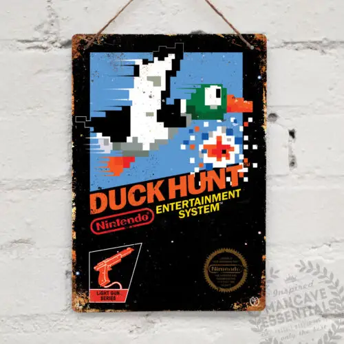 DUCK HUNT Vintage Metal Wall sign Retro Pub Mancave Gamer Pixel 8bit geek nes