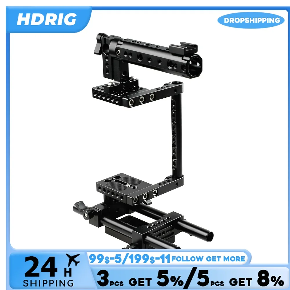 HDRIG Camera Cage Rig z górnym uchwytem do montażu na statywie do aparatów Canon Nikon Sony Panasonnic GH4/GH3/GH2