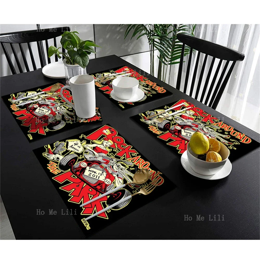 Slayer South Of Heaven Death Metal Rock Around The Park Devil Tale Gypsy Jazz Music Polyester Fabric Placemats