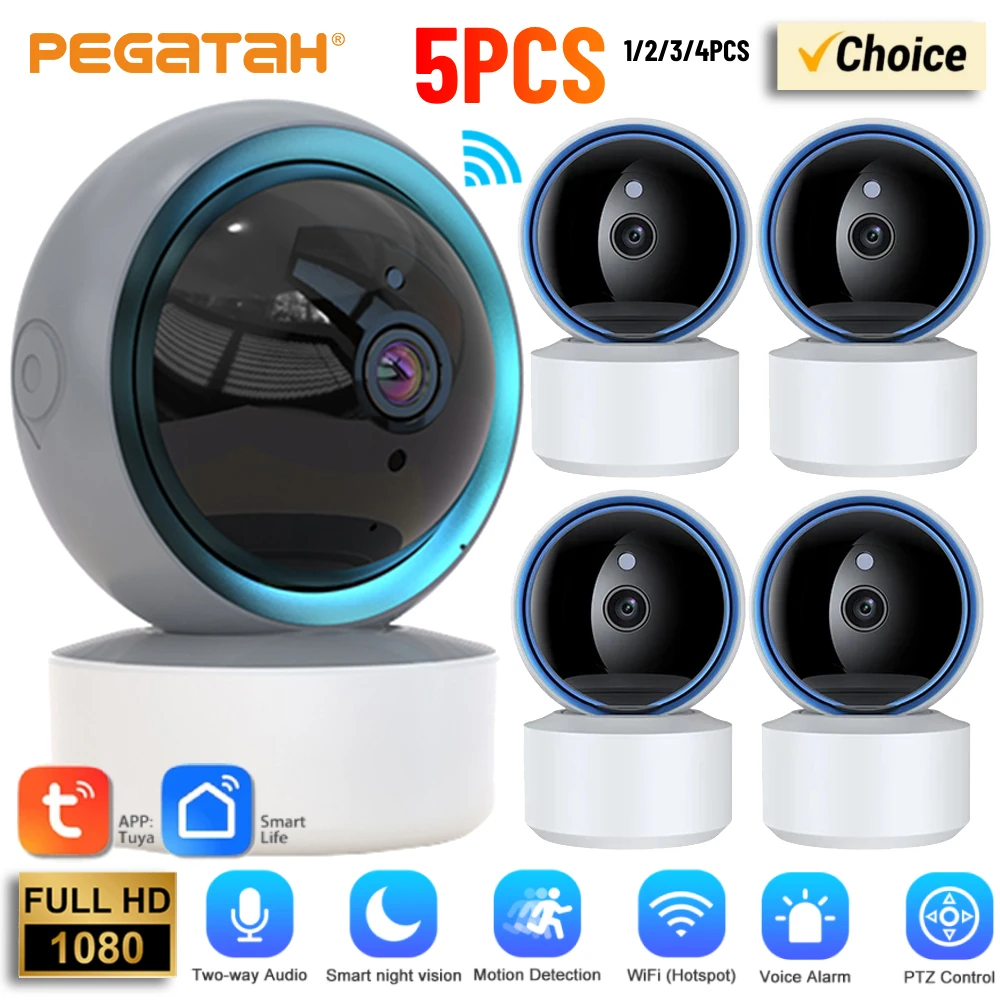 

1-5PCS Tuya 1080P WiFi IP Camera Baby Monitor 360° PTZ Motion Detection 2 Way Audio Night Vision Support TCP/IP/ONVIF Protocol