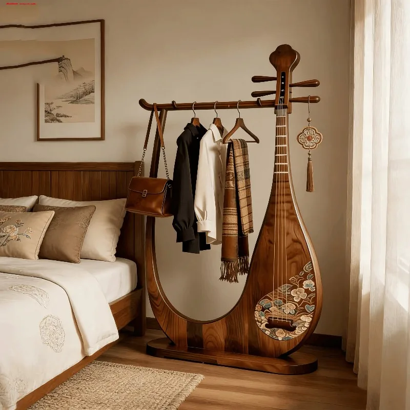 New Chinese-style North American black walnut solid wood coat rack modern home light luxury high-end pipa coat rack furniture