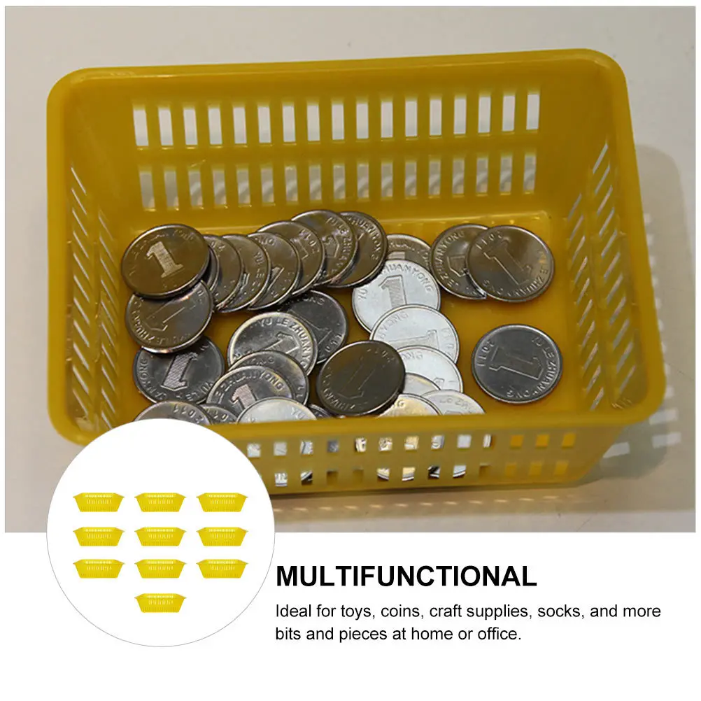 

10Pcs Plastic Coin Storage Baskets Large Capacity Portable Handle Decorative Sundries Organizer Household Desktop Storage