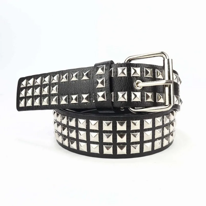 Bead Rivet Waist Belt Metal Pyramid Belt Men Women Punk Hardware Jeans Alloy Buckle Decorative Accessories Waistband Y2K Belt