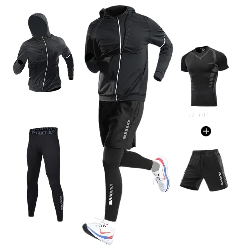 

New 4Pcs Men's Ice Fiber Quick-Dry Running Fitness Full Set/Suit Tracksuit For Marathon, Training Cycling Jogging,Gym sweatpants