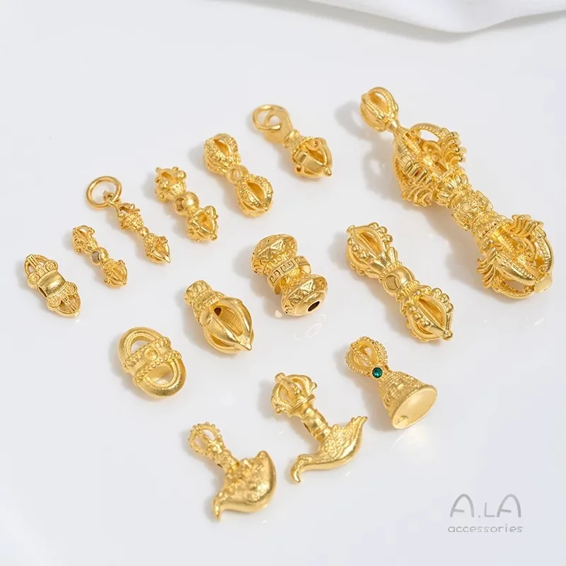 Sand Gold Accessories Demon-suppressing Pestle Tibetan Vajra Pestle Side Hanging Card Five-strand Axe Knife Pendant Wenwan DIY