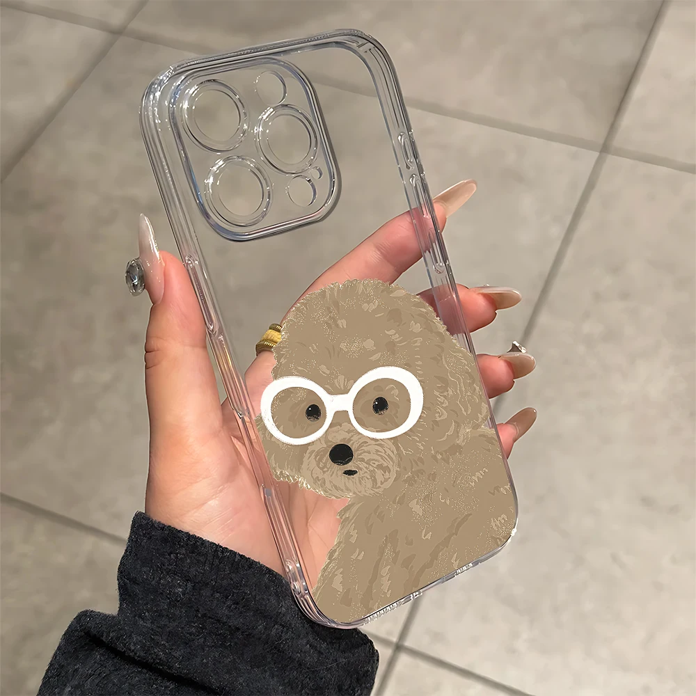 Glasses wearing puppy Silicone Phone Case for iPhone 17 16 15 14 13 12 11 Pro Xs Max Air Mini 7 8 6 6s Plus SE 2020 2022 Cover