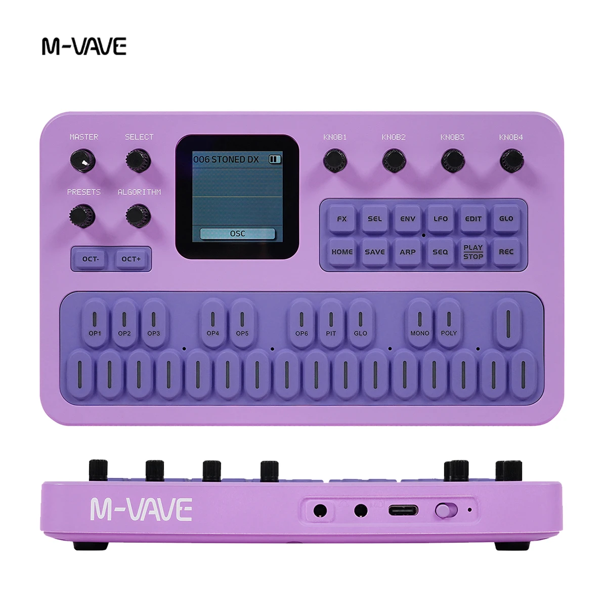 M-VAVE FM-1 (SK15) Purple Sound Module with Keyboard – 6 Operators, 32 Algos, 128 Presets, Arpeggiator, Built-in Speaker