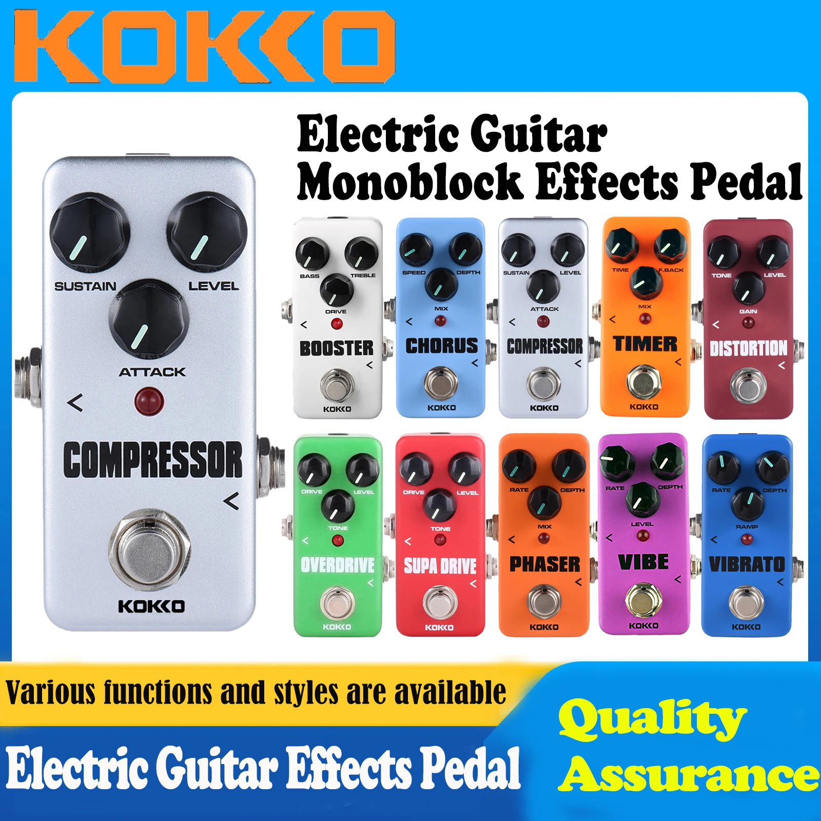 

Педаль эффектов для электрогитары KOKKO, компрессор/Distortion/Booster/Overdrive/Timer True Bypass, аксессуары для электрогитары