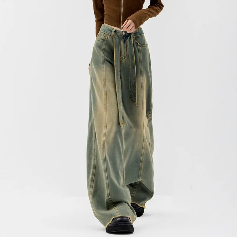 Deeptown Vintage Trashy Y2k Oversize Jeans Woman Grunge Streetwear Wide Leg Denim Pants Harajuku Casual Hippie Baggy Trousers