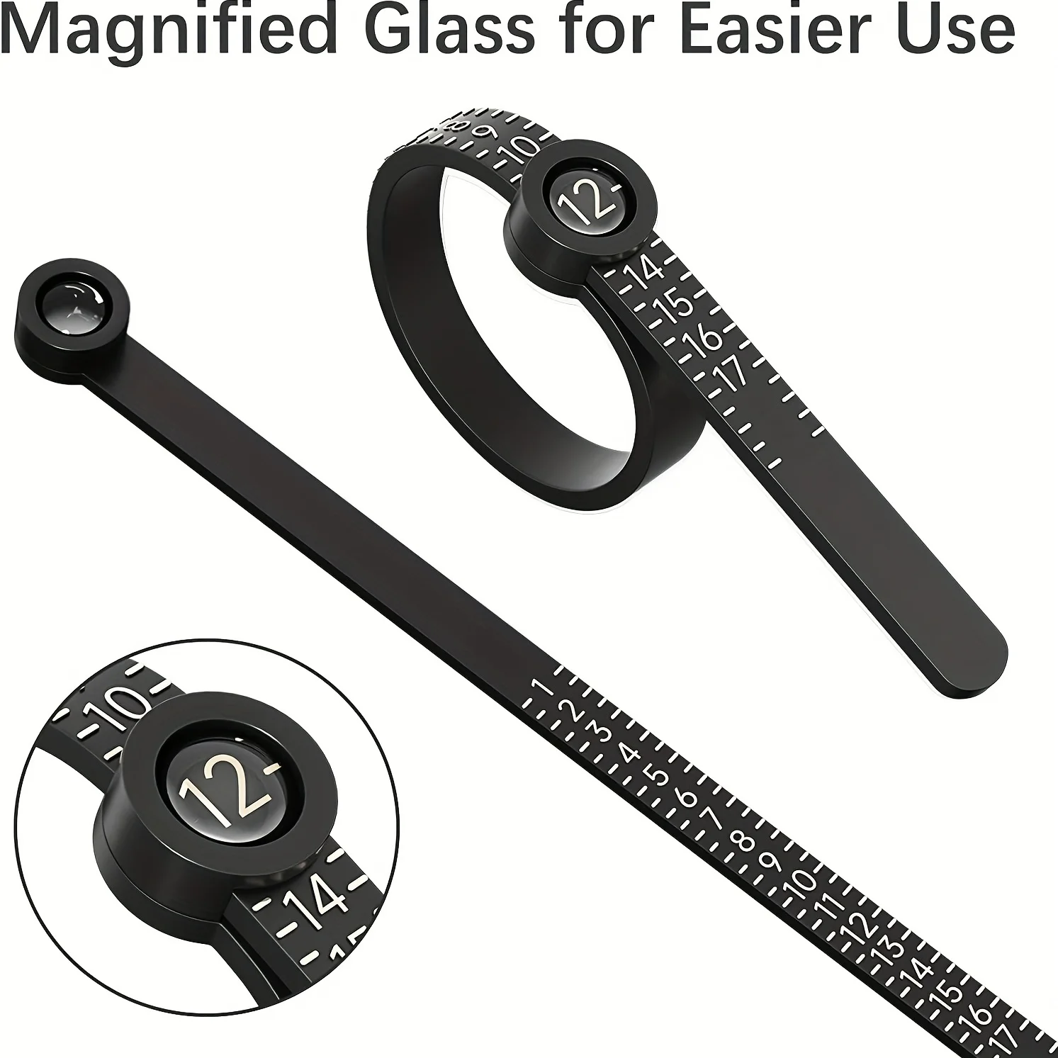 Ring Sizer with Magnifier - US/UK/EU/HK Jewelry Measuring Ruler for Finger Size Ring Size Measuring Tool view 5