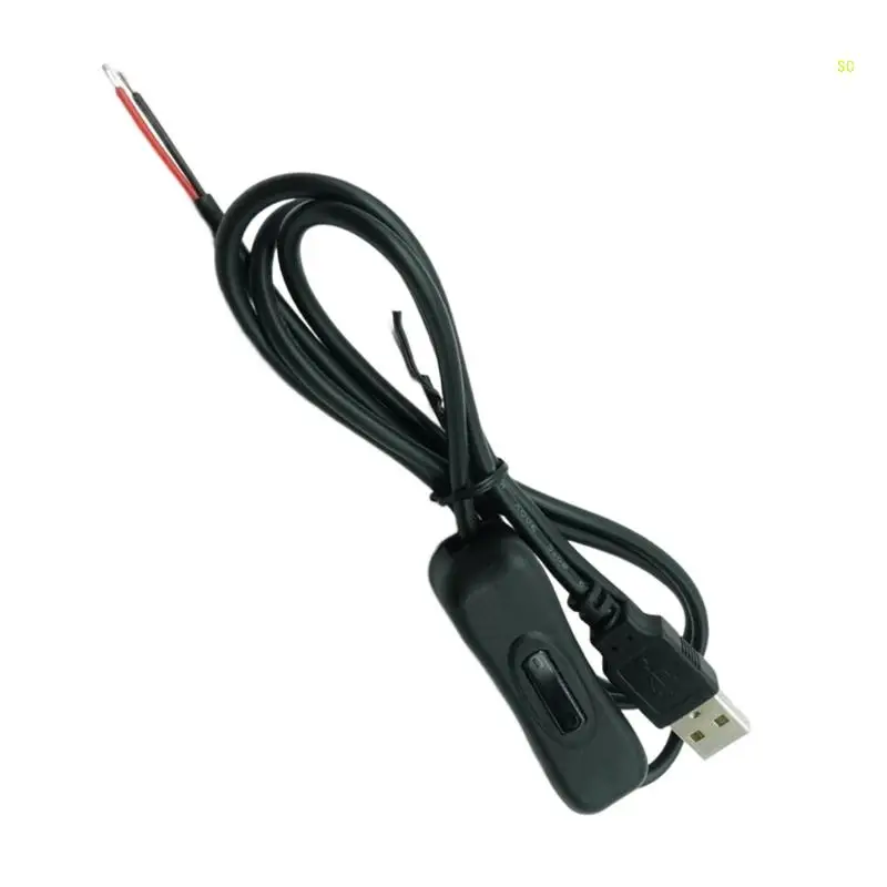 1M/1.5m USB Male Plug 2pin Wire DIY Pigtail Cable 5V Black USB Power Cable Dropshipping