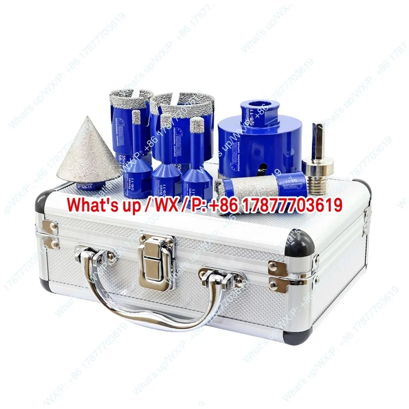 9pcs/1 Set Vacuum Brazed 5/8''-11 Diamond Core Drill Bit Bevel Chamfering Finger Grinding Tool Kit for Tile Marble Granite