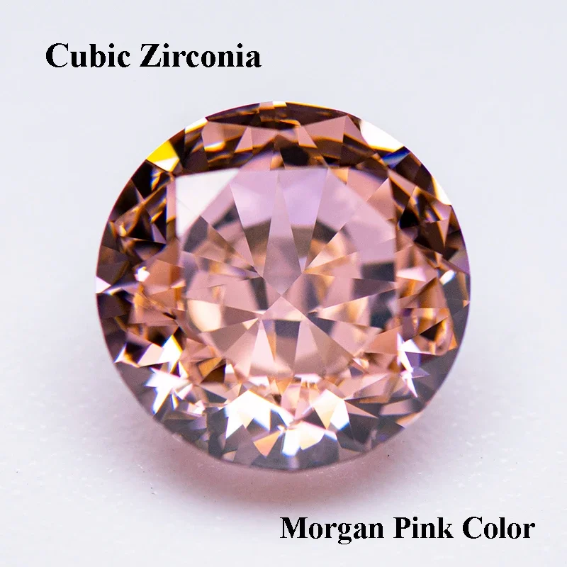 Cubic Zirconia Crushed Ice Cut Morgan Pink Color Round Shape Charms Beads for Jewelry Making Bracelet Materials No Certificate