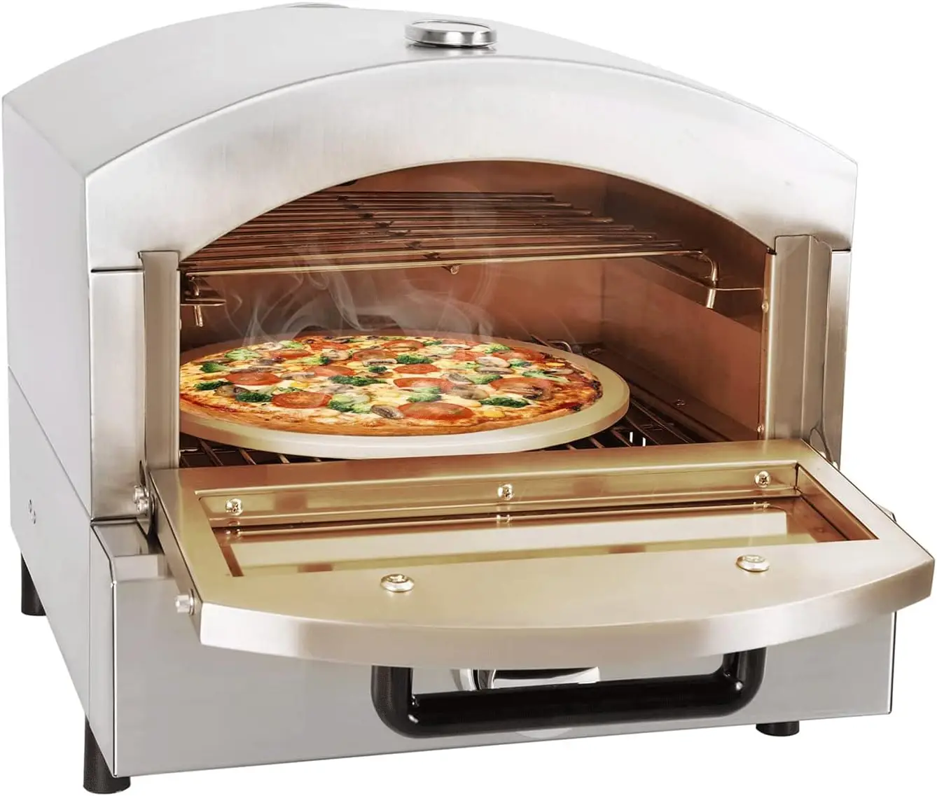 Portable Pizza Oven |Countertop Electric Pizza Maker |Outdoor Pizza Grill|Stainless Steel 1800W Power|Double Layer With 14In