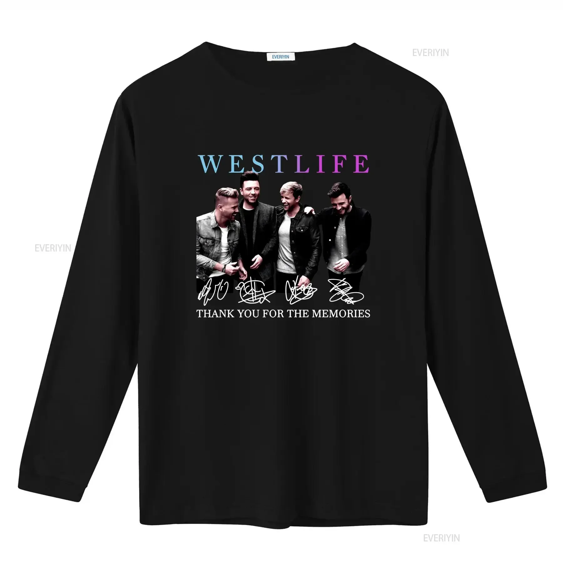Westlife Band Members Signature Cotton Black T Shirt Full Size Thank You For The Memories vintage Washed Casual fashion
