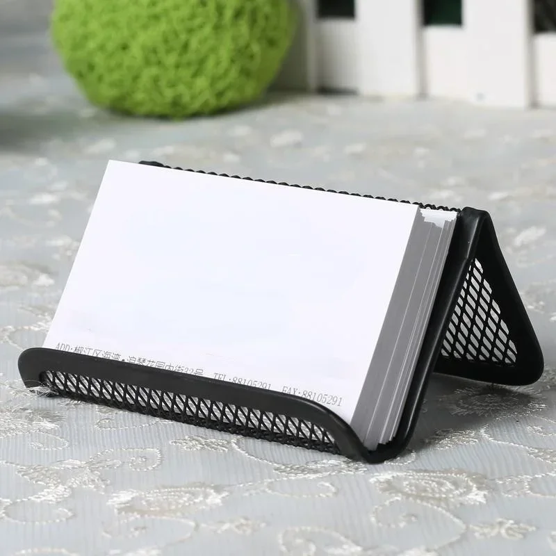 Metal Mesh Portable Business Name Card Holder Display Stand Rack Desktop Table Organizer Home Desk Storage Stand