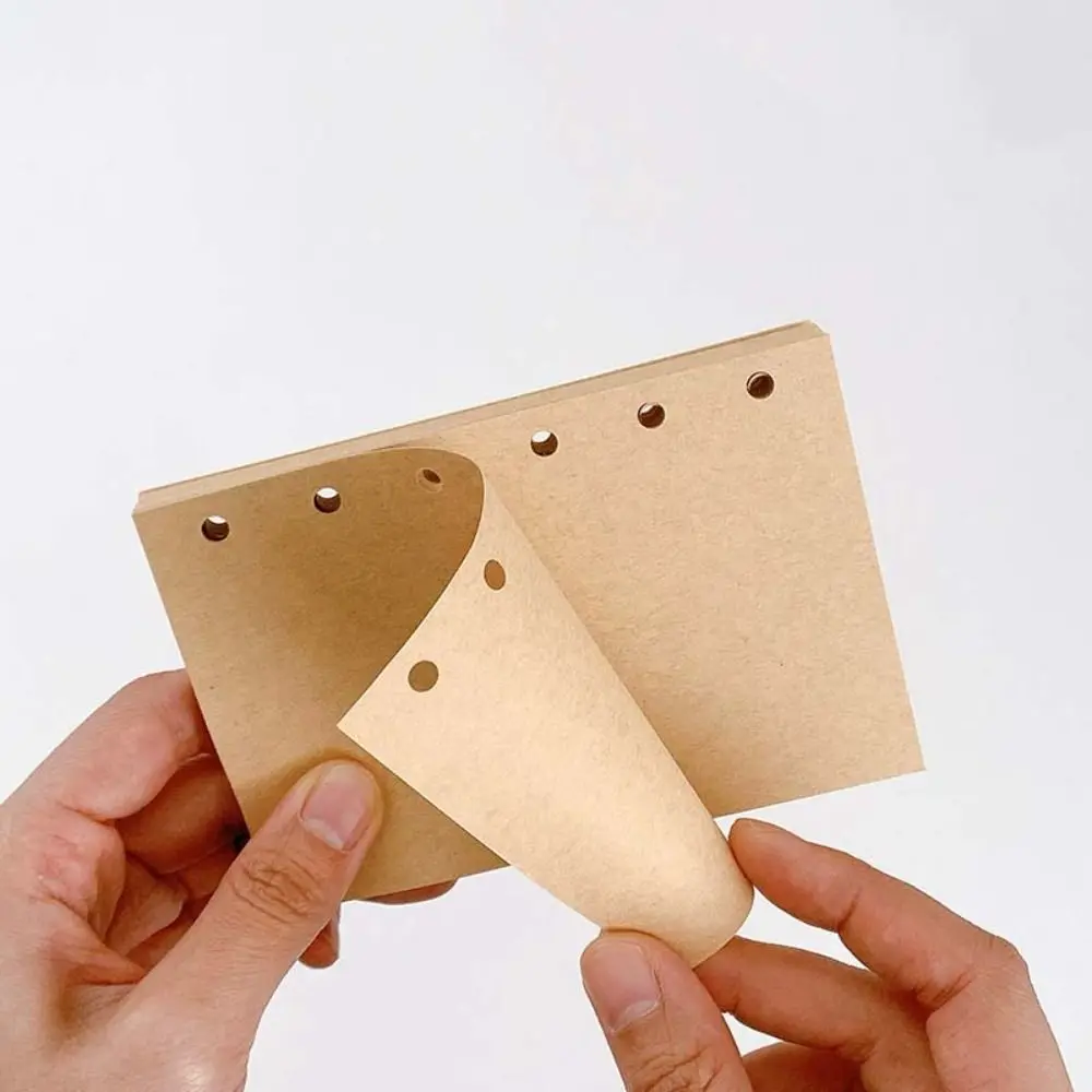 50 ورقة A7 دفتر ملاحظات ذو أوراق فضفاضة عبوة ورق 6 فتحات فاصل صفحة ورق إعادة تعبئة داخلية صفحات ورقية أدوات مكتبية فارغة