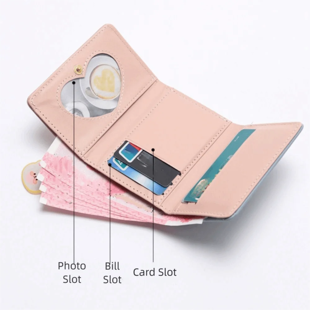 Mini Cartoon Bear Print Wallet Multi-slot Soft Short Wallet Collapsible Card Case Daily Match