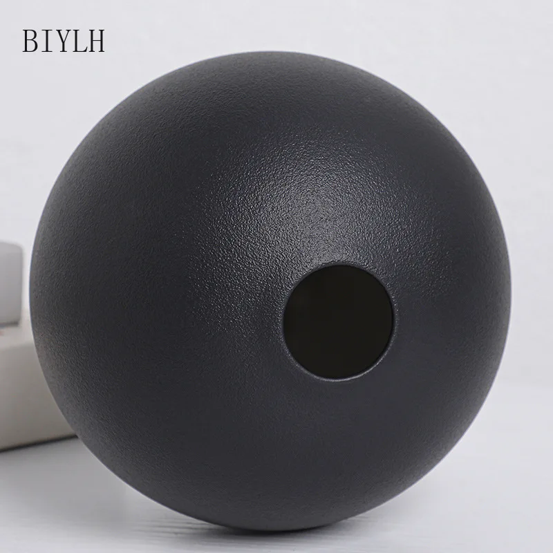 Nordic Ceramic Vase Black White Ball Home Hydroponic Plants Small Vase Porch Tabletop Flower Arrangement Decoration Ornaments