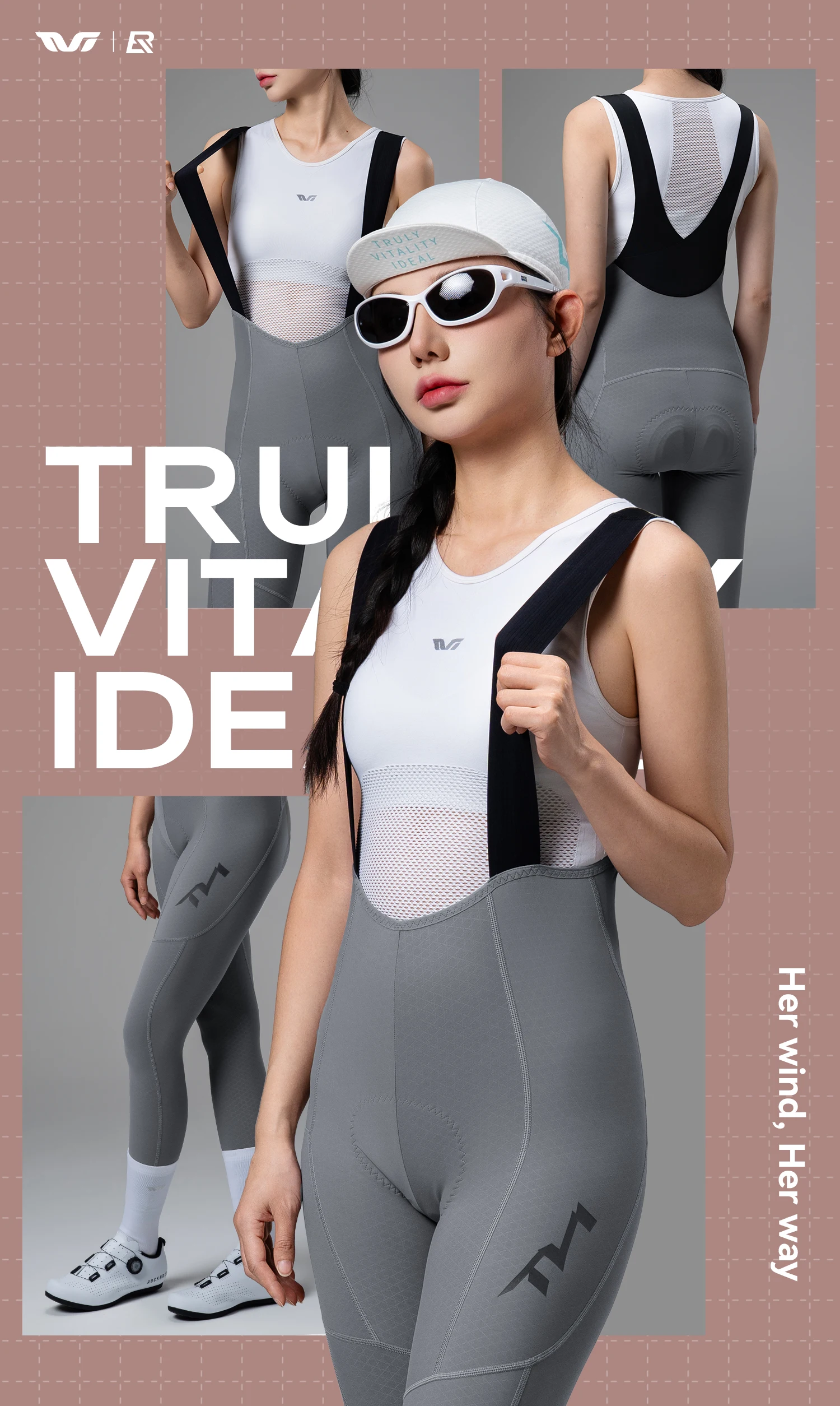 ROCKBROS TVI Damen Fleece-Radtrikot-Latzhose, lange Thermo-Winddichte Radhose, elastische Radtrikot-Latzhose mit Taschen – Detail 1