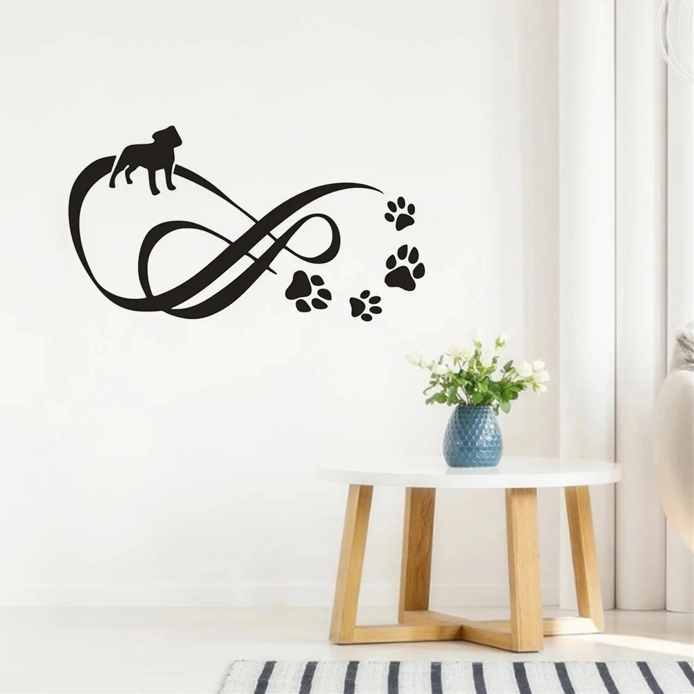 Infinity With Pet Paw Dots Wall Decals Dogs Paws Vinyl Stickers Pets Salon Decor Removable Pets Footmark Wall Mural