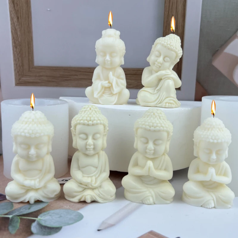 3D Budda Świeca Silikonowa Forma DIY Medytacja Śpiew Statuetka Buddy Gips Żywica Epoksydowa Narzędzie do odlewania Ręczne mydło Lodówka