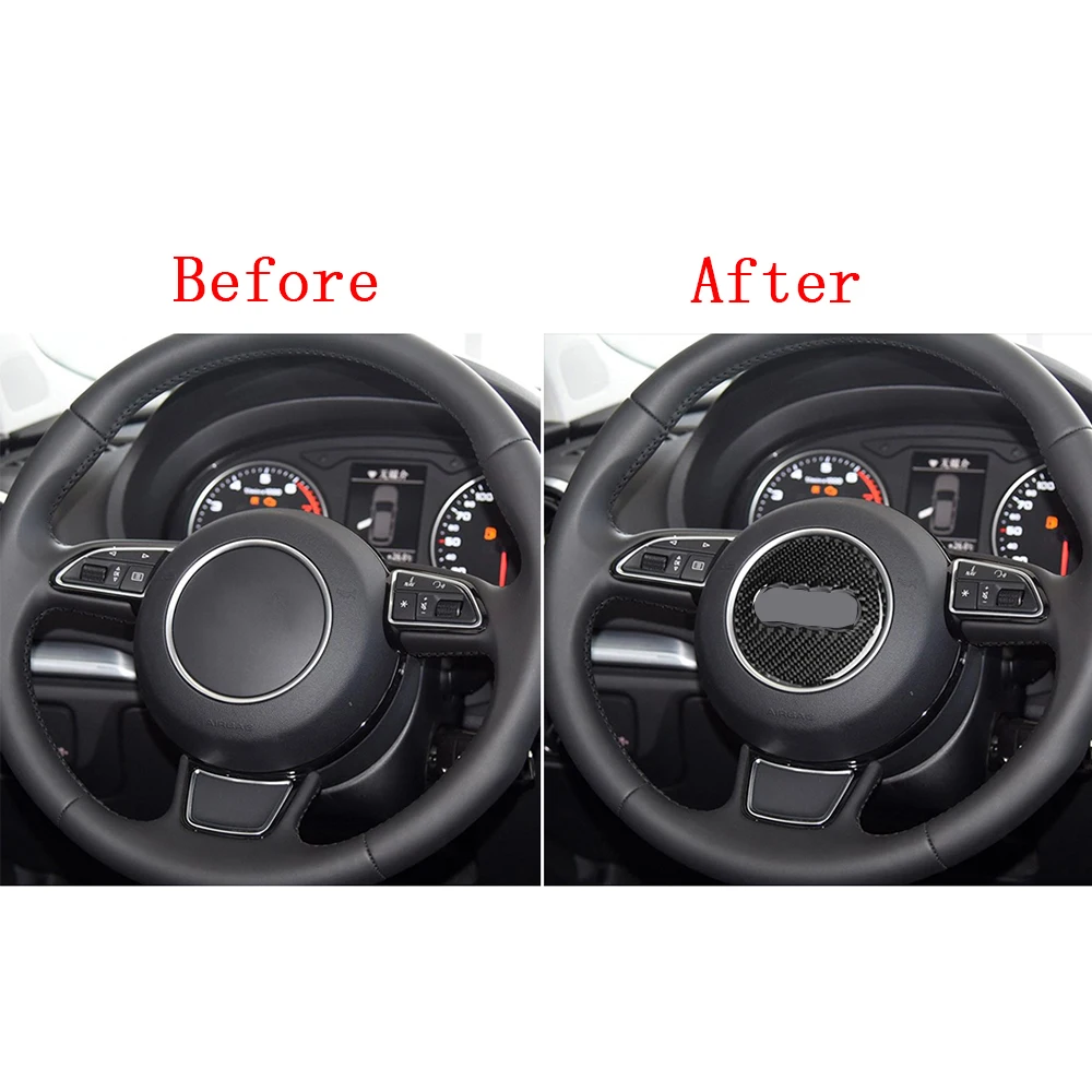 Car Steering Wheel Cover Carbon Fiber Texture Sticker Decoration For Audi A4 B8 B9 A3 8V 8Y S3 Q3 8U Q5 8R Q7 Q2 Accessories
