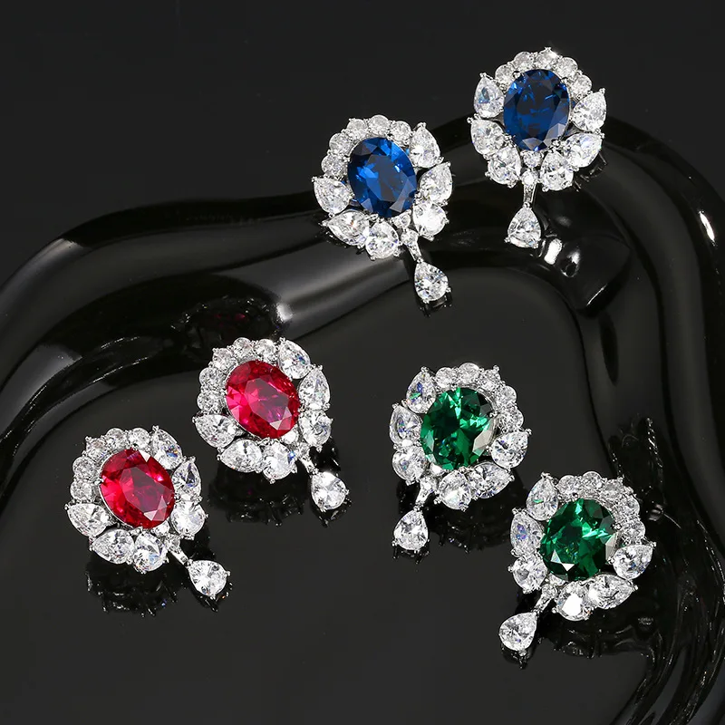 

Jewelry with copper inlay, individually packaged, colorful gemstone style, vintage simple everyday women's earrings 8*10