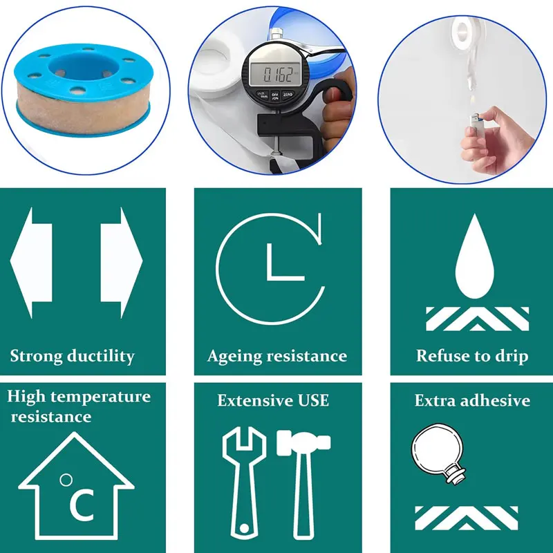 Уплотнительная лента для отек в воде, клейкая лента, уплотнение с резьбой, водонепроницаемая лента для утечки, уплотнительная лента для крана, сантехническая фитинг, безмасляные инструменты для ремонта