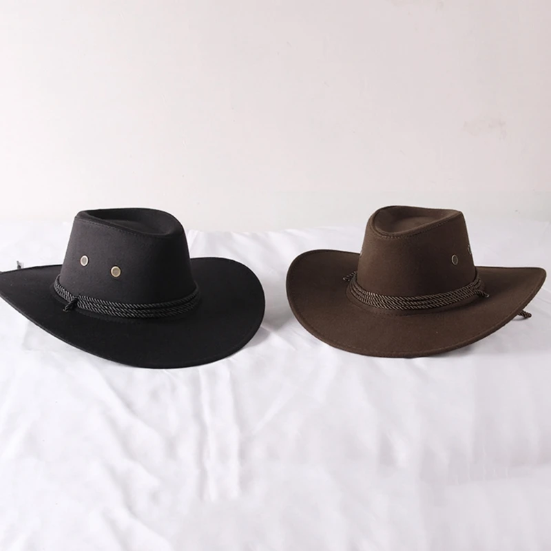 

Fashion Western Cowboy Hat Casual Wide Brim Hat Warm for Street Strolling