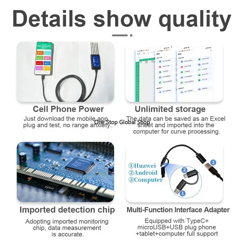 

Hot sales Manufacturer 8 in1 Type-c moisture temperature humidity meter EC npk ph soil ph sensor