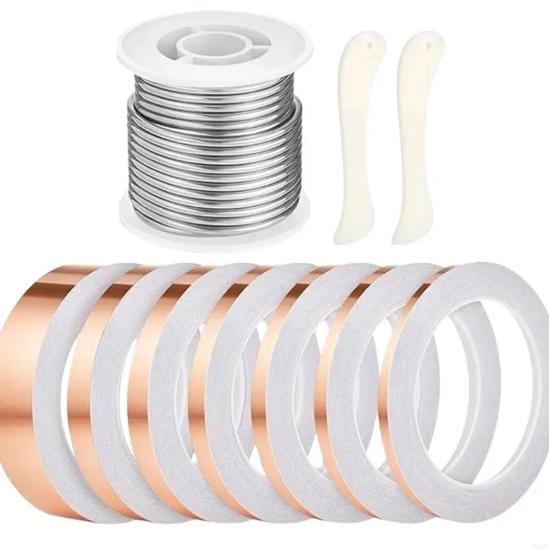 

MOLC 10Pcs Stained Glass Set with Solder and Multiple Copper Foil Tape Accessory