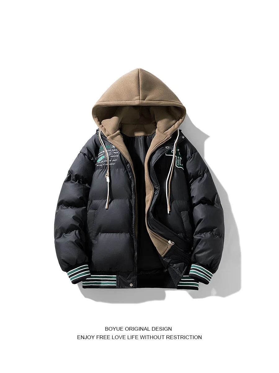 

Boyue American Sle Hooded Couple Cotton Jaet Warm Sli Hip Hop Faion Trendy Men's Women's Outerwear