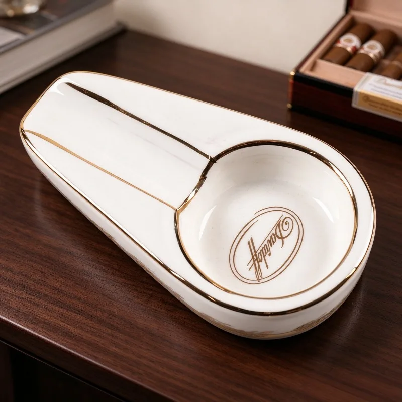 European Ceramic Cigar Ashtray Creative Portable Single Cigar Ash Tray Anti-slip Smoking Accessories for Home Office view 6