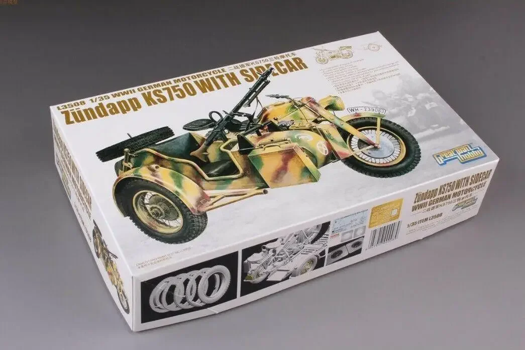 1/35 Scale Unassembled Plastic Building Kit L3508 Great Wall Hobby Zundapp KS750 Sidecar Motorcycle Static Display M