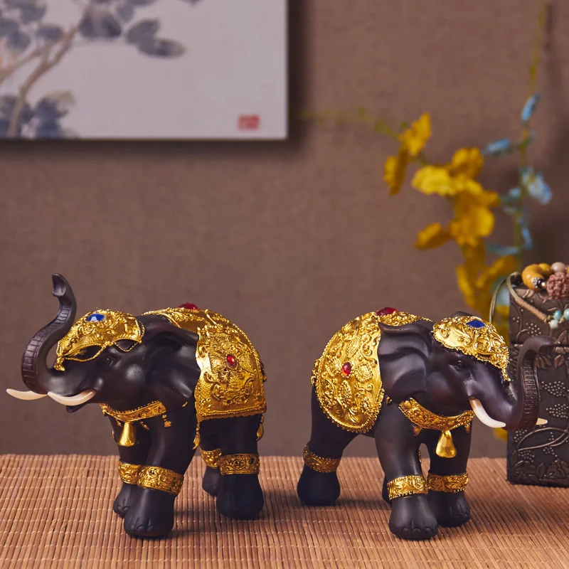 Thai style fortune seeking elephant home decoration handicrafts, living room, office desk, TV cabinet, town house decoration