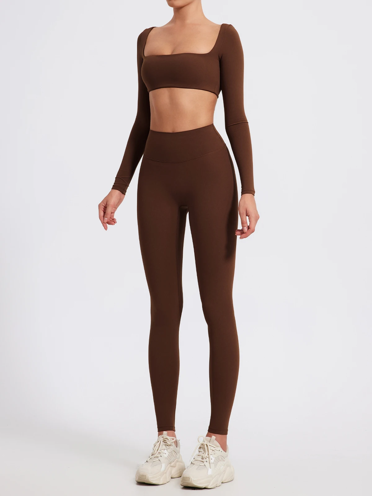 Sommer-Sport-Fitness-Set mit langen Ärmeln für Damen, Outdoor-Laufbekleidung, Yoga-Kleidung, Crop-Top, Sport-Outfit für Frauen – Detail 7