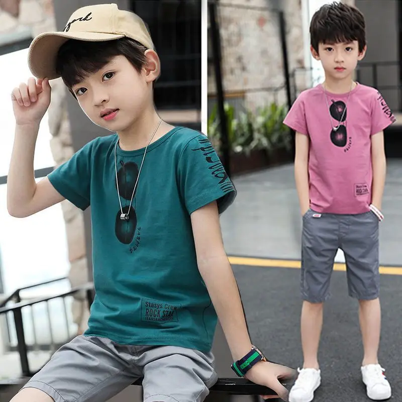 

Summer Teenager Boys Clothes Casual Outfit Kids Tracksuit Child T Shirt + Shorts Hot Pant 4 5 6 7 8 9 10 12 11 13 14 Year