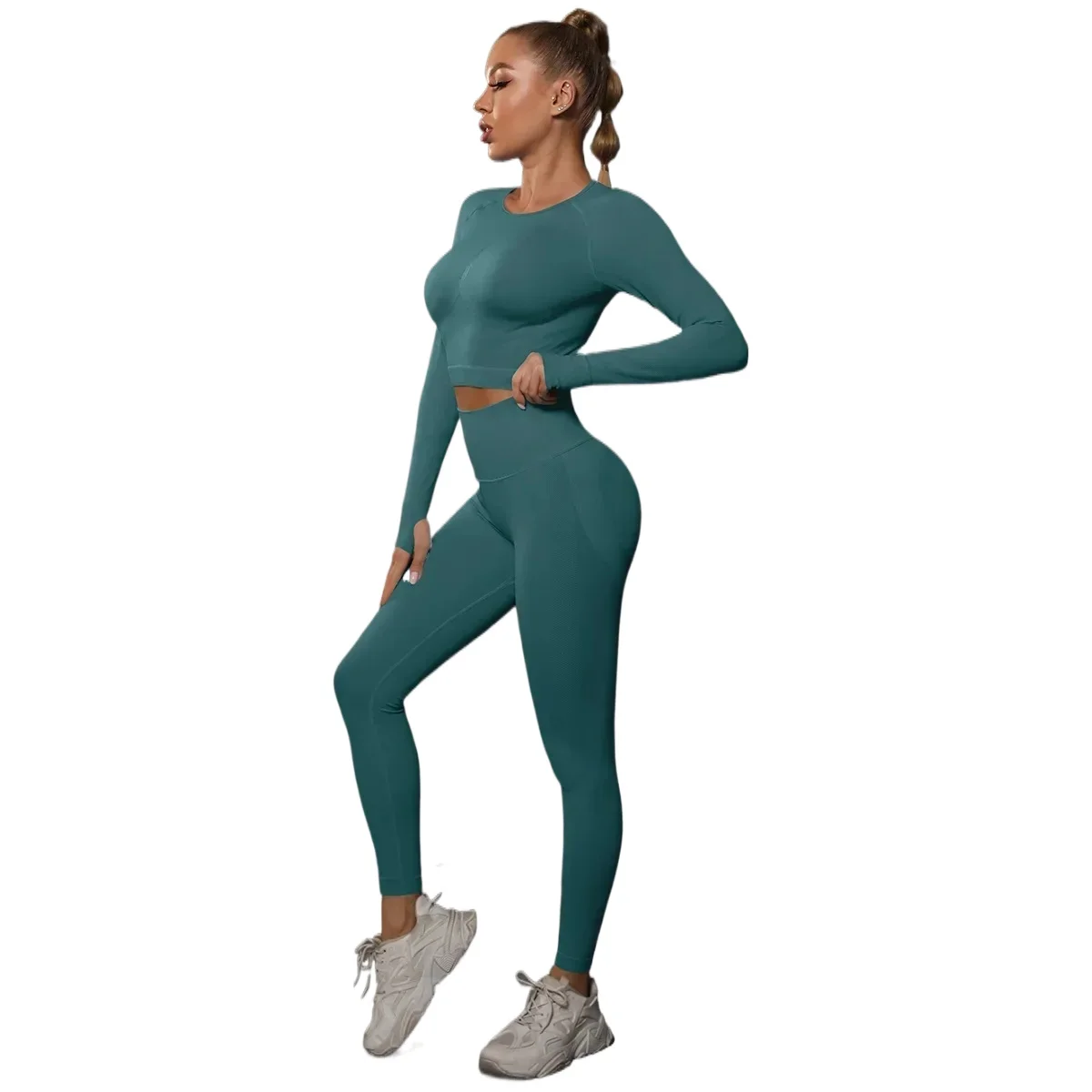 

Women's Tracksuit Suit for Fitness Yoga Outfits Long Sleeve Leggings Two Piece Set Sports Gym Sets Workout Clothing Active Wear