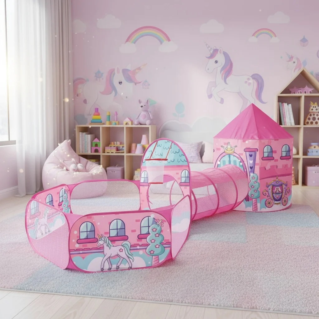 Tenda da gioco pieghevole per bambini, tunnel strisciante in stile yurta, palle da gioco, modelli divertenti stimolano l'imaginazione dei bambini, facile da installare, casa da gioco per bambini, tenda da castello giocattolo portatile all'aperto, ideale per ragazzi e ragazze, regali di Natale e Halloween, non includono palle dell'oceano