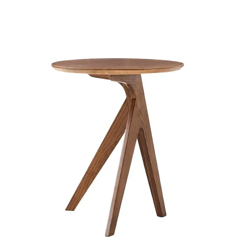 Triangular Side Table Nordic All Solid Wood Design Side Table Small Apartment Round Japanese Style Simple Coffee Table Balcony