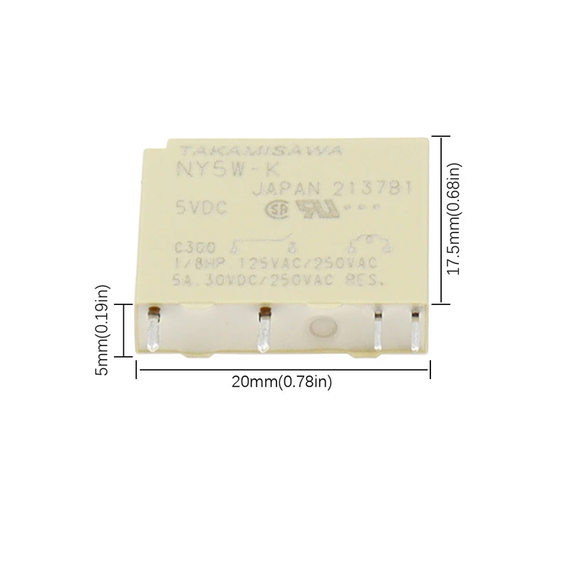 NY5W-K 5VDC NY12W-K 12VDC NY24W-K 24VDC 5A 30VDC/250VAC 1/8HP 125VAC/250VAC 4PIN 5V 12V 24V Power Relay